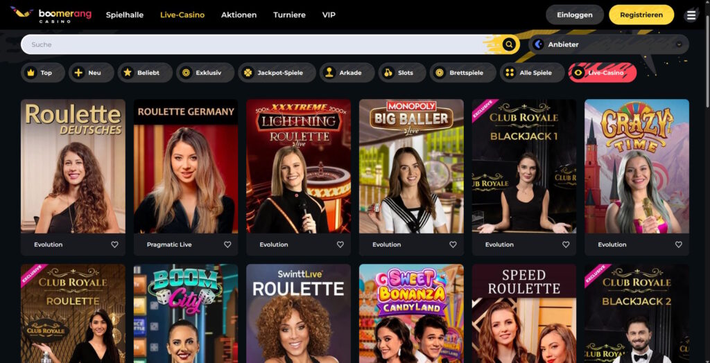 Boomerang live casino